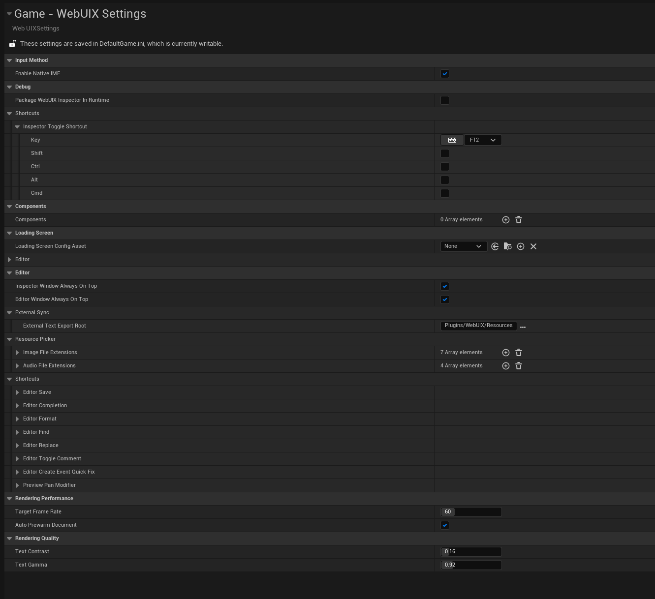 WebUIX Project Settings 截图